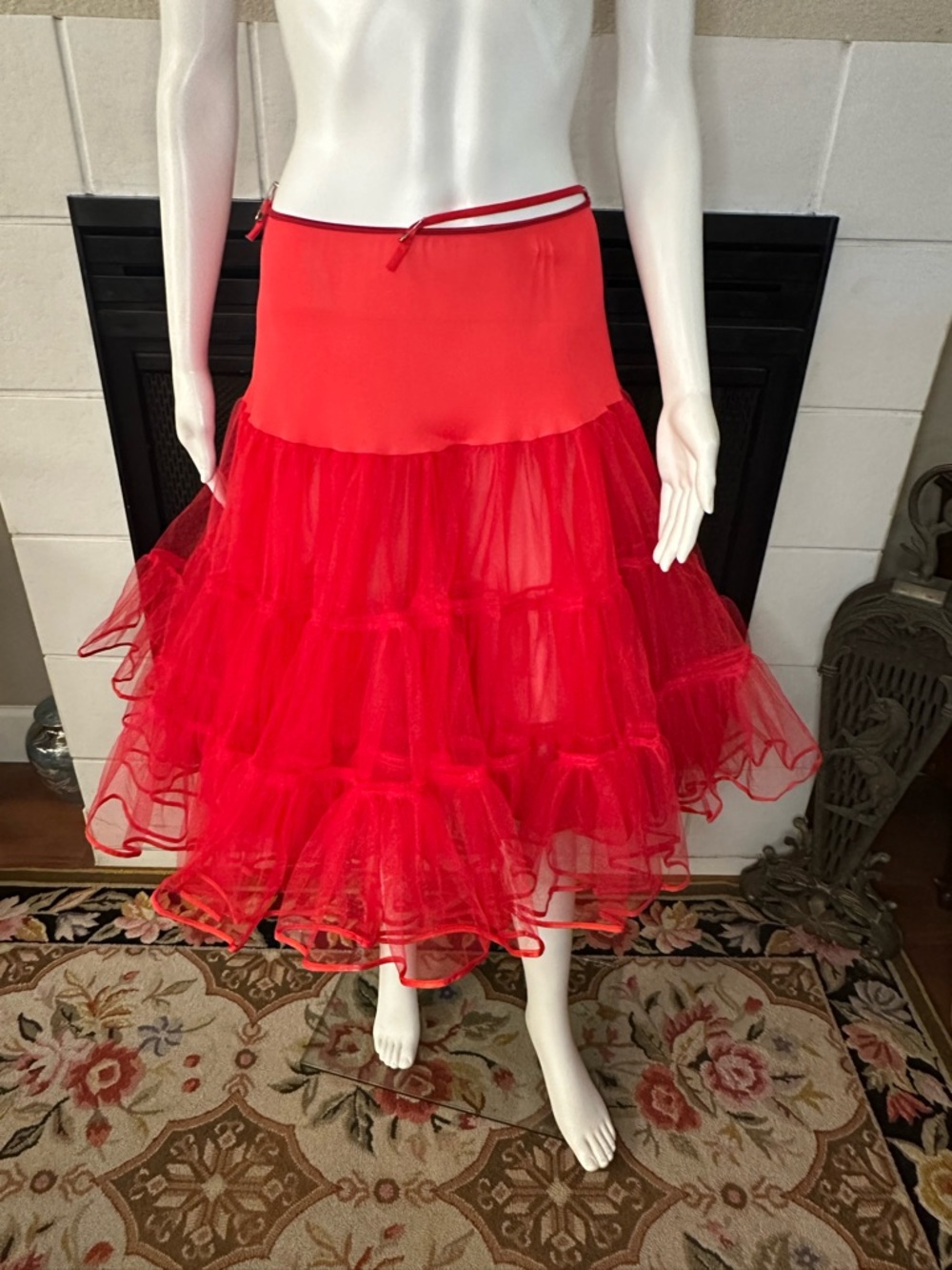 Vtg Red Malco Modes Western Square Dance Petticoat Crinoline Womens Medium USA